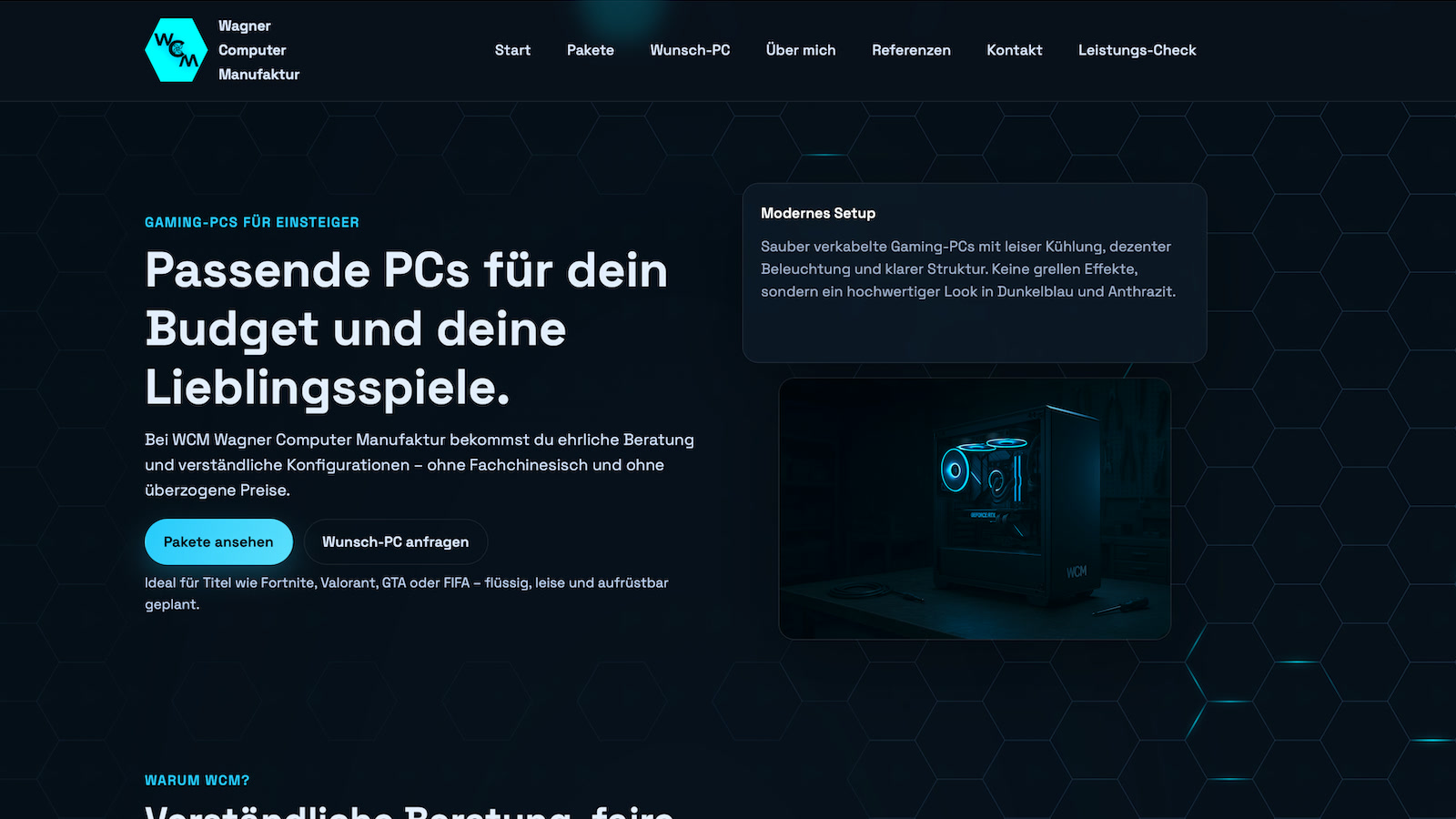 WCM Demo – Gaming-PC Landingpage mit Konfigurator