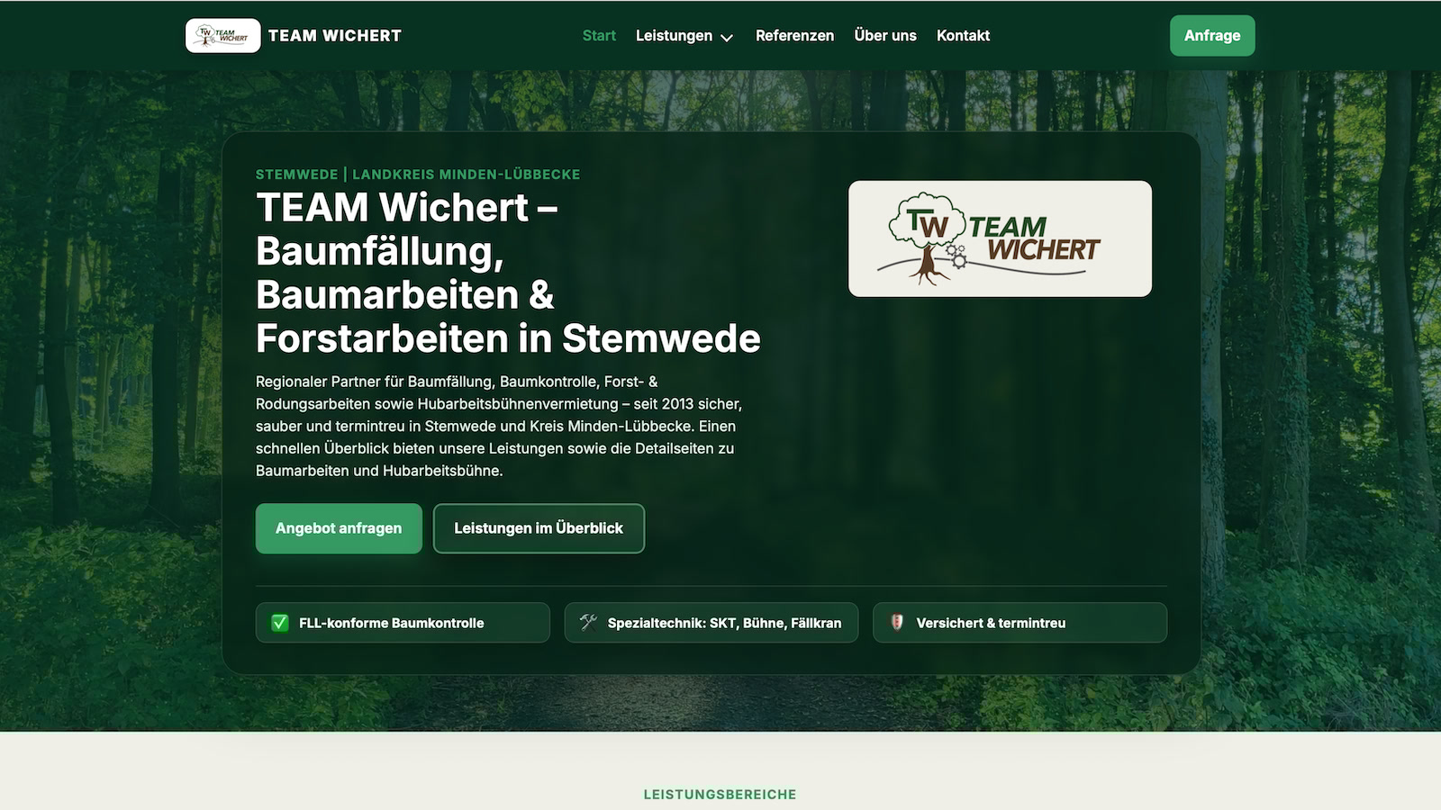 Referenz: Team Wichert – Baumarbeiten & Forstservice